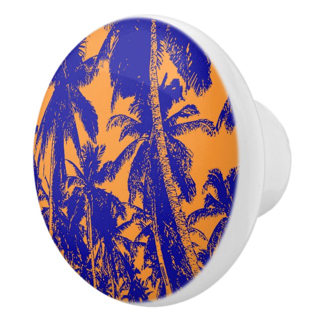 Palm Trees in a Posterised Design Ceramic Knob (Right)