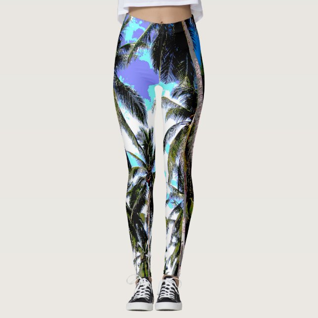 Palm Trees in a Posterised Design Leggings (Front)