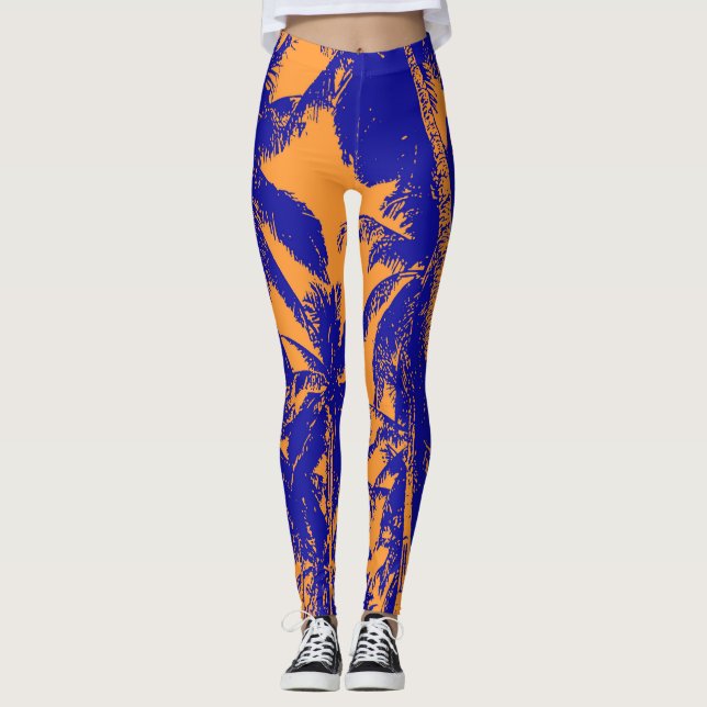 Palm Trees in a Posterised Design Leggings (Front)