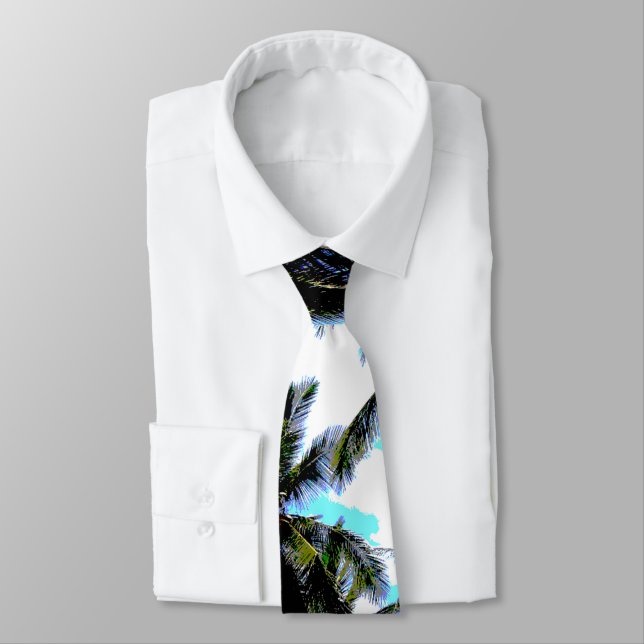 Palm Trees in a Posterised Design Tie (Tied)