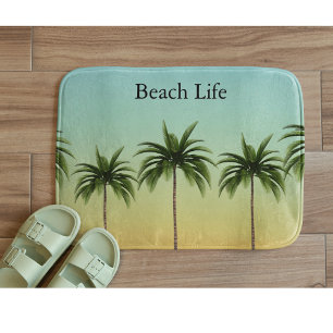 Palm Trees in a Row, beach life Bath Mat