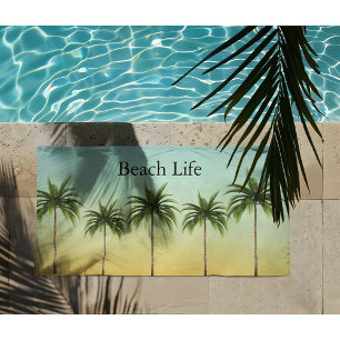 Palm Trees in a Row, beach life Bath Towel Set