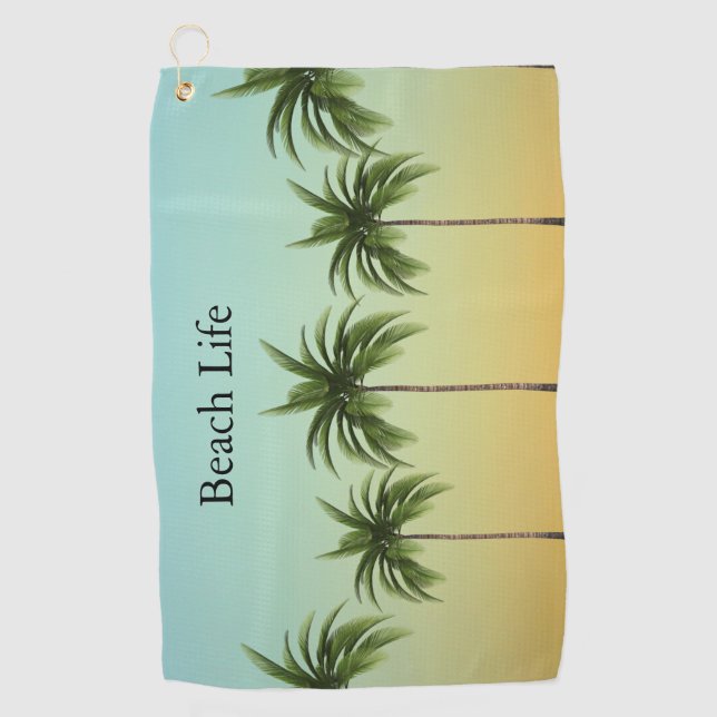 Palm Trees in a Row, beach life               Golf Towel (Front)