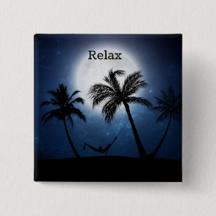 Palm trees in the moonlight 15 cm square badge