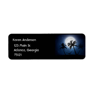 Palm trees in the moonlight return address label