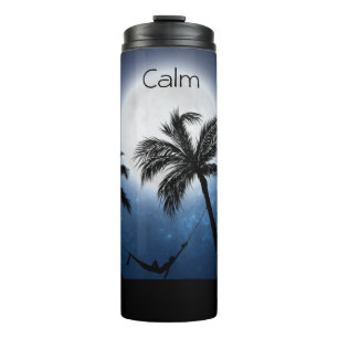 Palm trees in the moonlight thermal tumbler