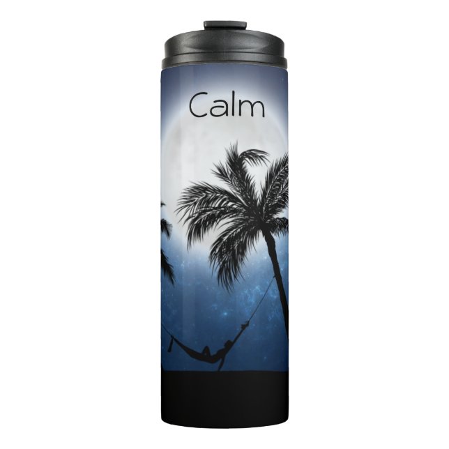 Palm trees in the moonlight thermal tumbler (Front)