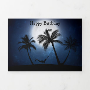 Palm trees in the moonlight Tri-Fold card