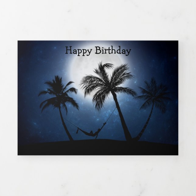Palm trees in the moonlight Tri-Fold card (Cover)