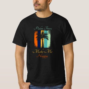 Palm Trees Make Me Happy - Retro Summer T-Shirt