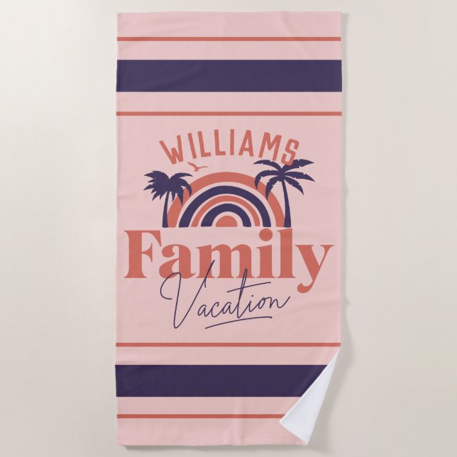Palm Trees Matching Family Vacation Beach Towel (Front)