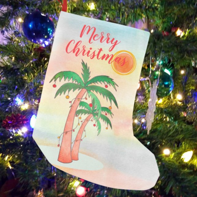 Palm Trees Merry Christmas Stocking (Creator Uploaded)