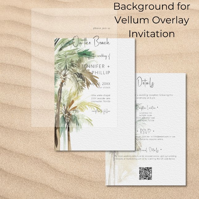 Palm Trees Modern Vellum Background Wedding Invitation (Creator Uploaded)