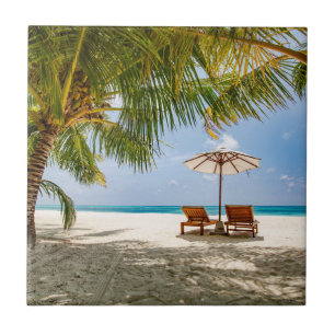 Palm Trees   Moody Sky Ceramic Tile