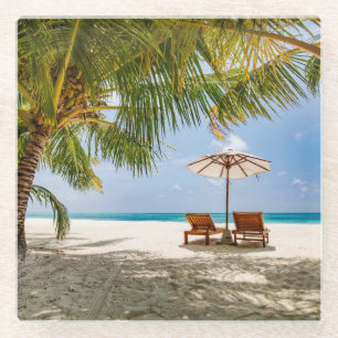 Palm Trees   Moody Sky Glass Coaster