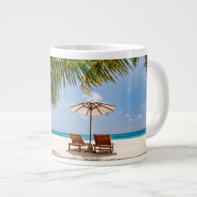 Palm Trees | Moody Sky Large Coffee Mug (Front Right)