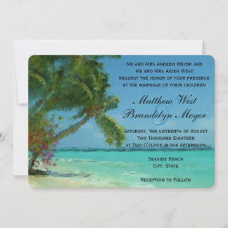 Palm Trees Ocean Destination Wedding Invitations
