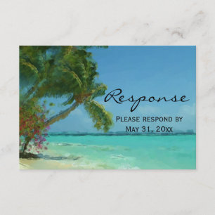 Palm Trees Ocean Destination Wedding RSVP Card