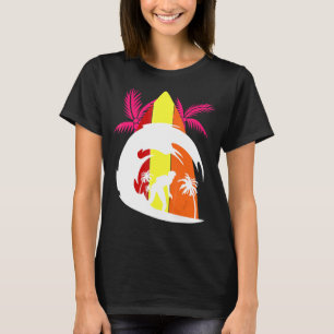 Palm Trees Ocean Surfboard Surfer Sport Waves Surf T-Shirt