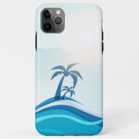 Palm trees ocean waves blue (all phones)