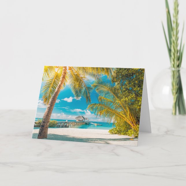 Palm Trees on A Beautiful Sunset Card (Front)