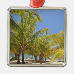 Palm Trees on a Honduras White Sand Beach Metal Ornament