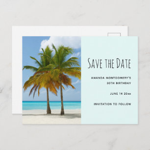 Palm Trees on a Tropical Beach Save the Date Invitation Postcard
