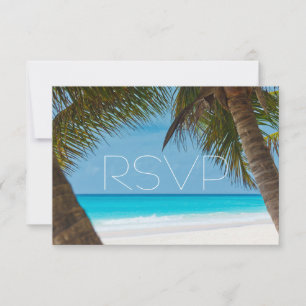 Palm Trees On Beach Wedding RSVP Cards