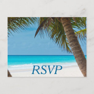 Palm Trees On Beach Wedding RSVP Postcards