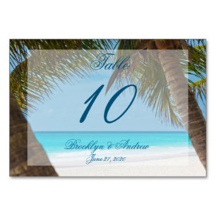 Palm Trees On Beach Wedding Table Cards