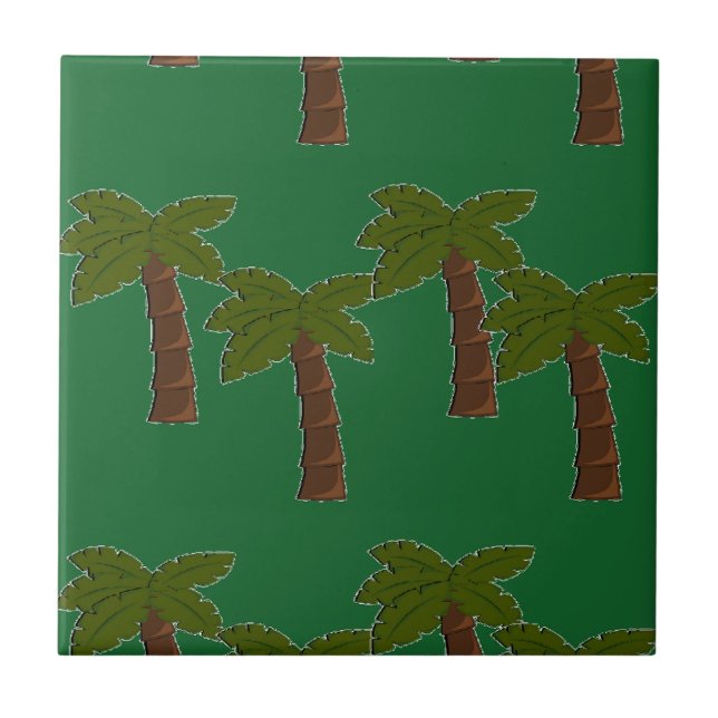 Palm trees on dark green ceramic tile (Front)