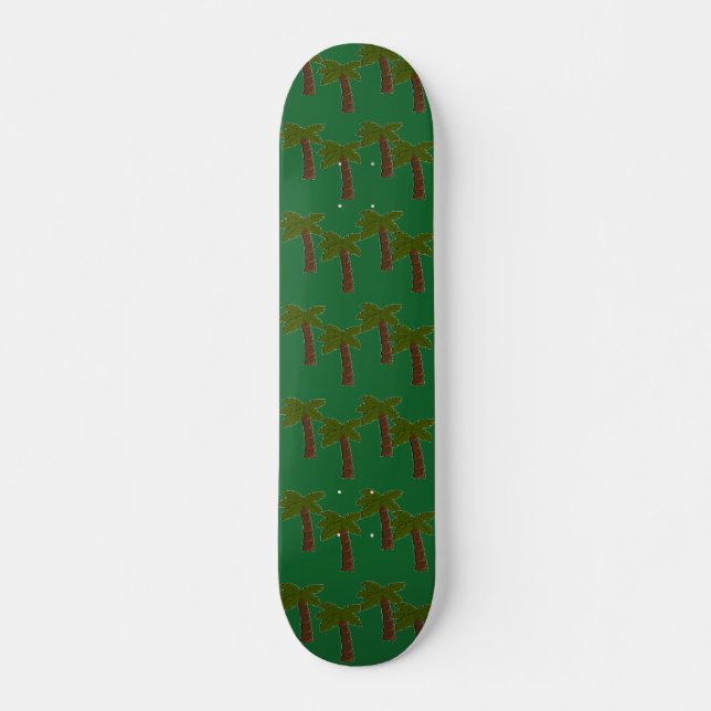 Palm trees on dark green skateboard (Front)