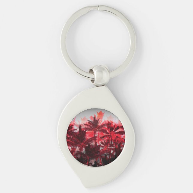 Palm Trees on Fire Key Ring (Front)