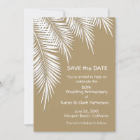 Palm Trees on Gold SAVE THE DATE Cards