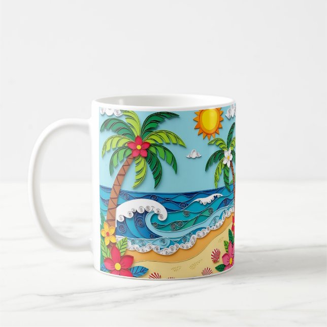 Palm Trees on the Beach  Coffee Mug (Left)
