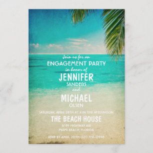 Palm Trees on the Beach Engagement Party Invite