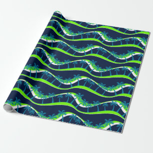 Palm trees on waves wrapping paper