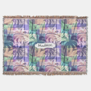 Palm Trees Pattern custom name throw blanket