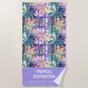 Palm Trees Pattern custom text Beach Towel