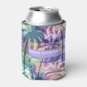Palm Trees Pattern custom text Can Cooler