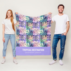 Palm Trees Pattern custom text Fleece Blanket