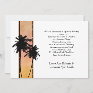 Palm Trees Peach Yellow Ombre Reception Only Invitation
