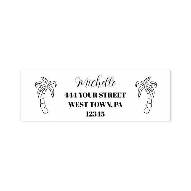 Palm Trees  Personalised  Self- Self-inking Stamp (Design)
