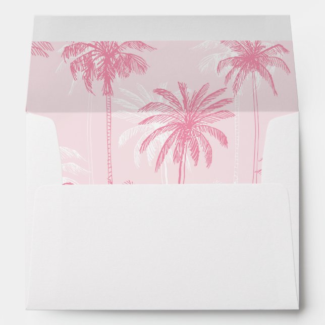Palm Trees Pink Flamingo Christmas Return Address Envelope (Back (Bottom))