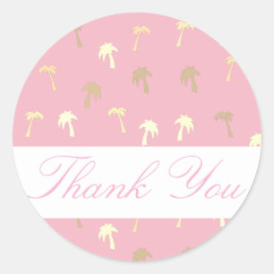 Palm Trees Pink Golden Thank You Wedding Sticker