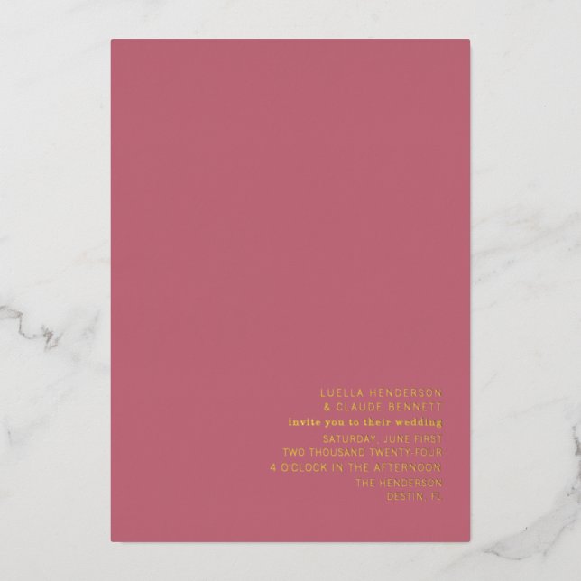 Palm Trees Pink Wedding Foil Invitation (Front)