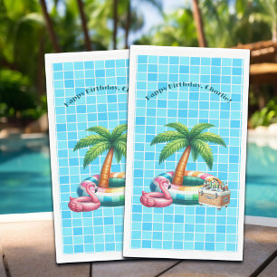 Palm Trees Pool Party Flamingo Birthday Party Napkin