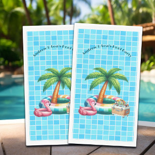 Palm Trees Pool Party Flamingo Napkin