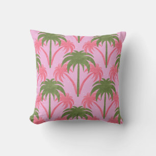 Palm Trees Retro Texture Pink Green Cushion