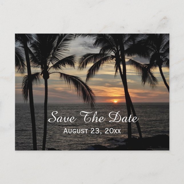 Palm Trees Save the Date Destination Wedding Announcement Postcard (Front)